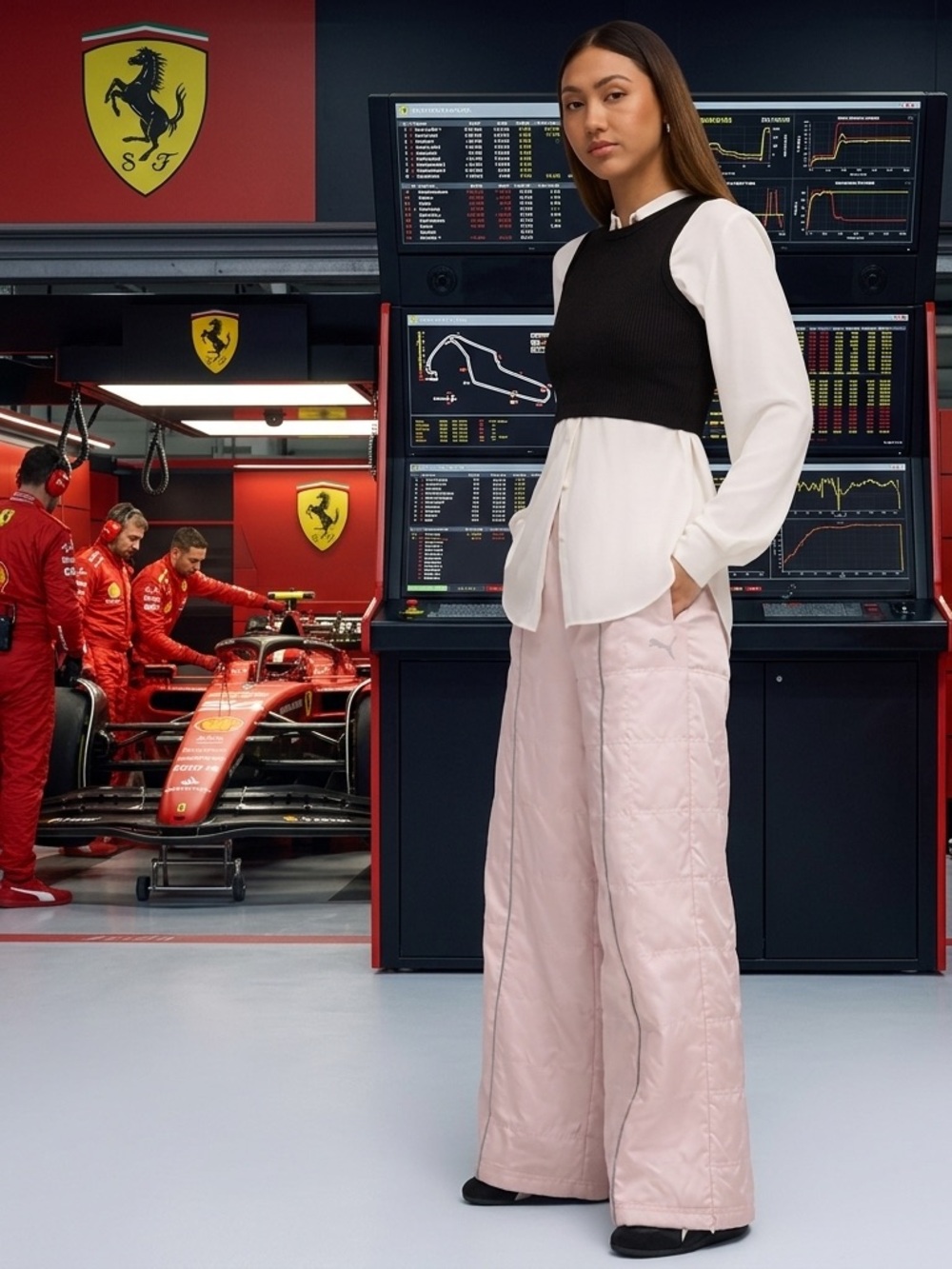 Puma x Scuderia Ferrari HP Premium Woven Pants - 632794-06 - Soft Pink - X-Small